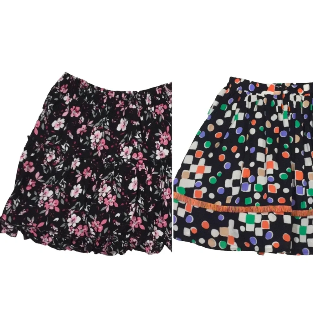 KIDPIK sz 14 (X Large) Skirts Bundle (2) Lined Prints Black Multi NWT